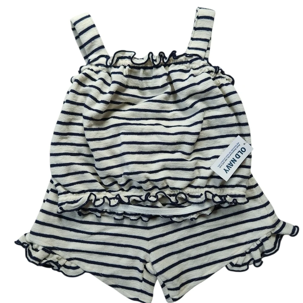 New W Tags Old Navy Sleeveless Ruffle-Trim Top and Shorts Set Sz 3T